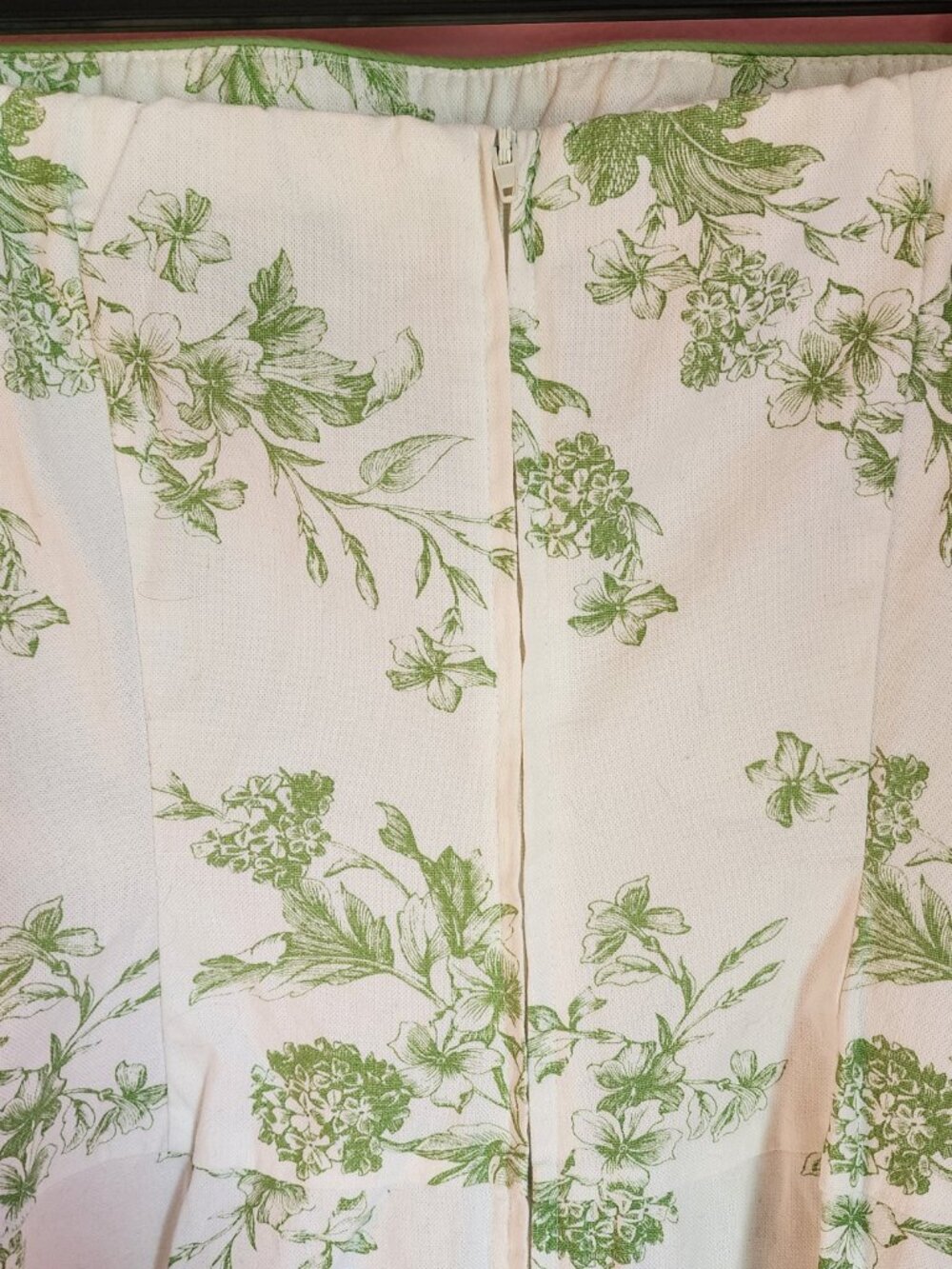 Strapless Cotton White & Green Floral Summer Romantic Coquette Dress - Picture 8 of 8